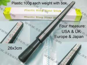 Black Plastic-Ring-Sizer Stick--4 Measure - KRT001