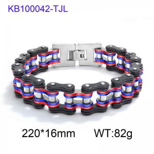 Black Blue Red Steel Trendy Men's European and American Bicycle Bracelet - KB100042-TJL