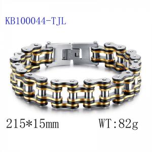 Amazon European and American Fashion Titanium Steel Black Gold Motorcycle Chain Bracelet Personalized Hip Hop Stainless Steel Trendy Men's Bracelet - KB100044-TJL