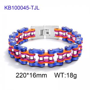Blue orange purple steel trendy men's European and American bicycle bracelet - KB100045-TJL