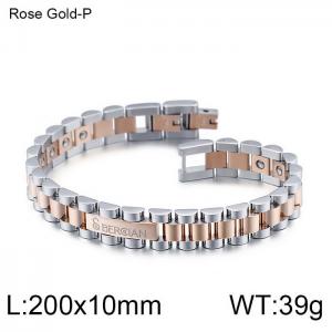 Stainless Steel Rose Gold-plating Bracelet - KB100092-K