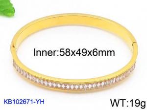 Stainless Steel Stone Bangle - KB102671-YH
