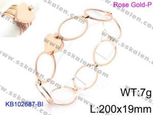 Stainless Steel Rose Gold-plating Bracelet - KB102687-BI