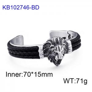 Domineering lion head fashionable men's titanium steel leather bracelet - KB102746-BD