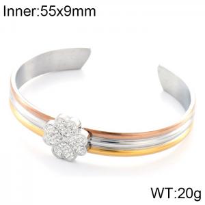 Stainless Steel Stone Bangle - KB103438-K