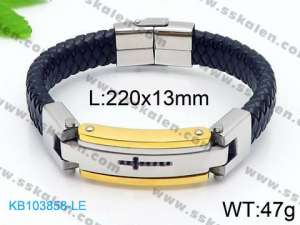 Stainless Steel Leather Bracelet - KB103858-LE