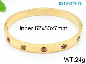 Stainless Steel Stone Bangle - KB104379-PH