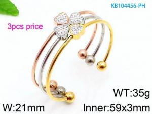 Stainless Steel Stone Bangle - KB104456-PH