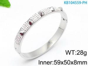 Stainless Steel Stone Bangle - KB104559-PH