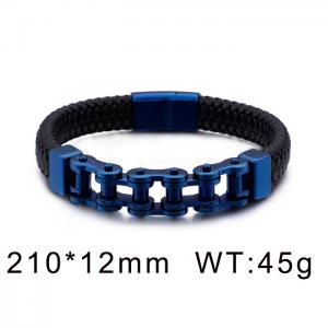 Stainless Steel Blue Bike Chain Bicycle Bracelet - KB104633-K