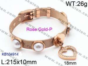 Stainless Steel Rose Gold-plating Bracelet - KB104914-Z