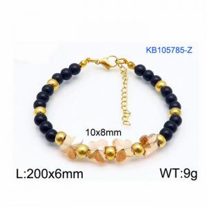 Stainless steel 200 × 6mm gold-plated handmade beaded light orange butterfly fashion accessory color bracelet - KB105777-Z
