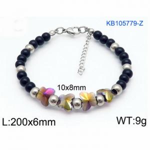 Stainless steel 200 × 6mm Handmade Beaded Light Colorful Butterfly Fashion Jewelry Color Bracelet - KB105779-Z