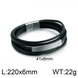 Stainless Steel Leather Bracelet - KB106269-K