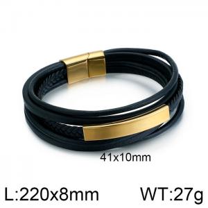 Stainless Steel Leather Bracelet - KB106270-K