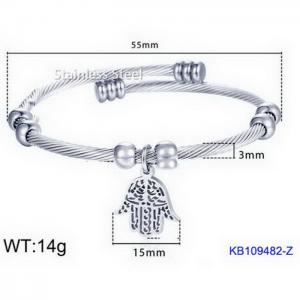 European and American fashion palm pendant stainless steel charm cable twisted wire silver bracelet - KB109482-Z