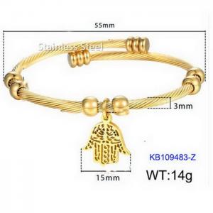 European and American fashion palm pendant stainless steel charm cable twisted wire gold bracelet - KB109483-Z