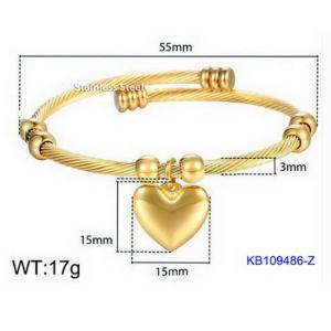 European and American fashion heart-shaped pendant stainless steel charm cable twisted wire gold bracelet - KB109486-Z