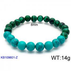 8mm Turquoise & Blue Shell Beads Stretchable Beaded Bracelet - KB109601-Z