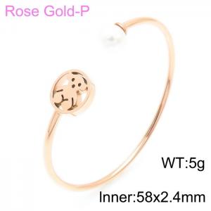 Stainless Steel Rose Gold-plating Bangle - KB110705-GC