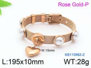 Stainless Steel Rose Gold-plating Bracelet - KB110982-Z