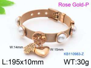 Stainless Steel Rose Gold-plating Bracelet - KB110983-Z