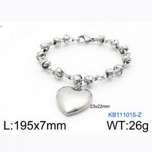 Fashion Stainless Steel 195 × 7mm special chain heart shaped pendant jewelry charm silver bracelet - KB111015-Z