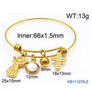 Gold Stainless Steel Charms Bracelet Bangle - KB111275-Z
