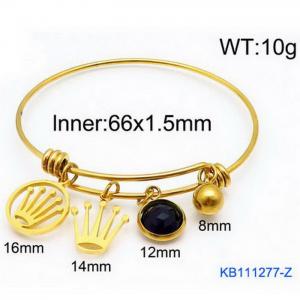 Gold Stainless Steel Charms Bracelet Bangle - KB111277-Z