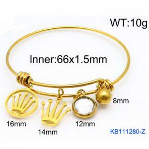Gold Stainless Steel Charms Bracelet Bangle - KB111280-Z