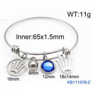 Silver Stainless Steel Charms Bracelet Bangle - KB111379-Z
