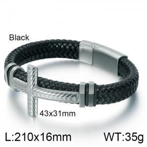 Stainless Steel Leather Bracelet - KB112072-K