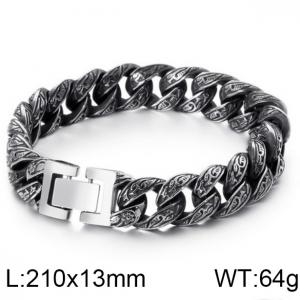 Personalized Grass Pattern Bracelet Thick Hip Hop Style Male Dominance Bracelet - KB112528-BD