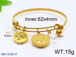 Stainless Steel Gold-plating Bangle - KB113187-Z