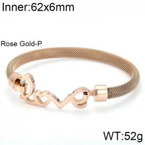 Stainless Steel Rose Gold-plating Bangle - KB115686-KFC