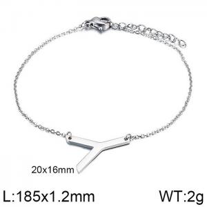 steel Color O-chain letter Y stainless steel bracelet - KB116096-K