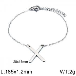 steel Color O-chain letter X stainless steel bracelet - KB116097-K