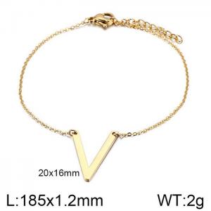 Gold O-chain letter V stainless steel bracelet - KB116101-K