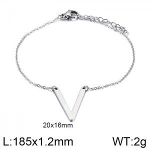 steel Color O-chain letter V stainless steel bracelet - KB116102-K