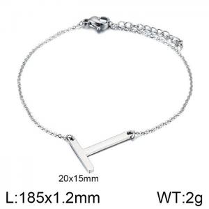 steel Color O-chain letter T stainless steel bracelet - KB116105-K