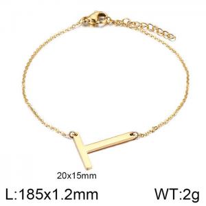 Gold O-chain letter T stainless steel bracelet - KB116106-K