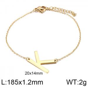Gold O-chain letter K stainless steel bracelet - KB116107-K