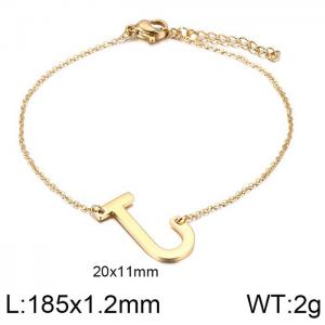 Gold O-chain letter J stainless steel bracelet - KB116109-K