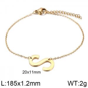 Gold O-chain letter S stainless steel bracelet - KB116112-K