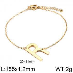 Gold O-chain letter R stainless steel bracelet - KB116113-K