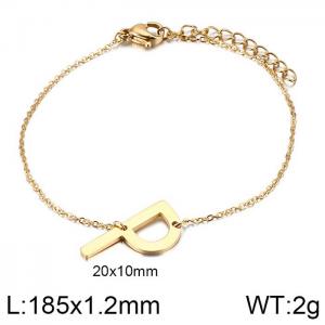 Gold O-chain letter P stainless steel bracelet - KB116117-K