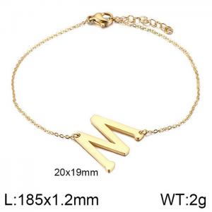 Gold O-chain letter M stainless steel bracelet - KB116121-K