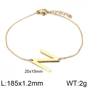 Gold O-chain letter N stainless steel bracelet - KB116123-K