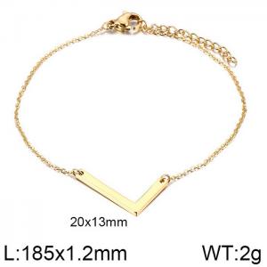 Gold O-chain letter L stainless steel bracelet - KB116125-K