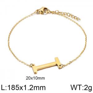 Gold O-chain letter I stainless steel bracelet - KB116127-K